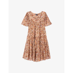 Womens The Kooples Square-neck floral-print woven mini dress