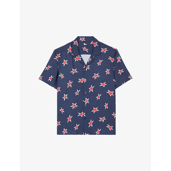 Mens The Kooples Star-print regular-fit short-sleeve woven shirt