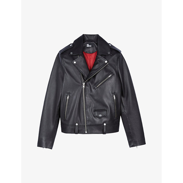 The Kooples Straight-cut notched-collar leather jacket