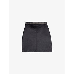 Womens The Kooples Stud-embellished textured leather mini skirt