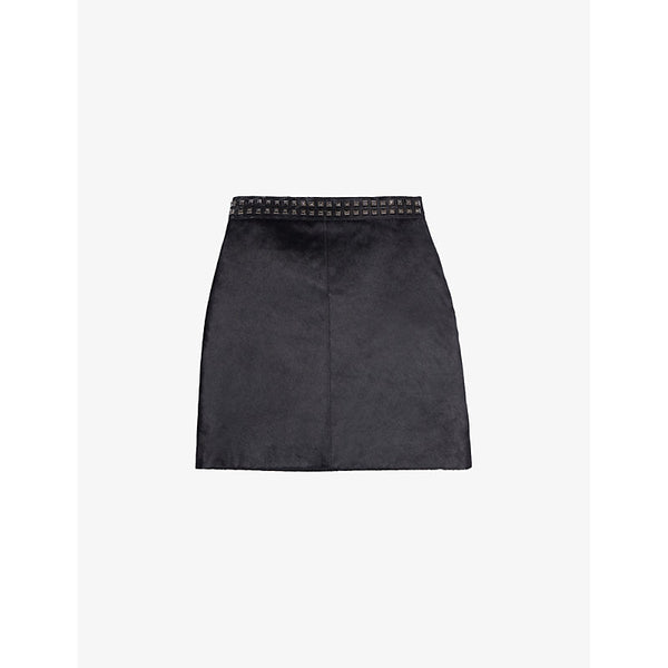 Womens The Kooples Stud-embellished textured leather mini skirt