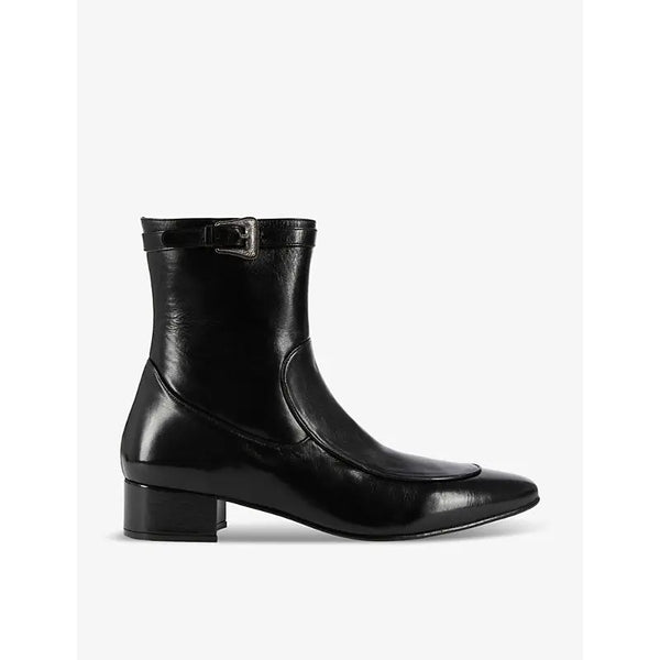 The Kooples Topstitch heeled patent-leather ankle boots | The Kooples