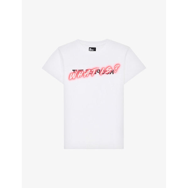 Womens The Kooples 'What is?' logo-print cotton-jersey T-shirt