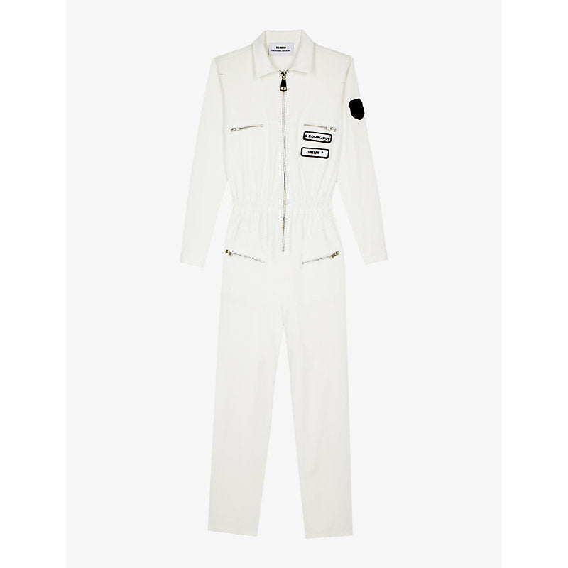 Womens The Kooples x Carolina Ritzler removable-patches stretch-cotton jumpsuit