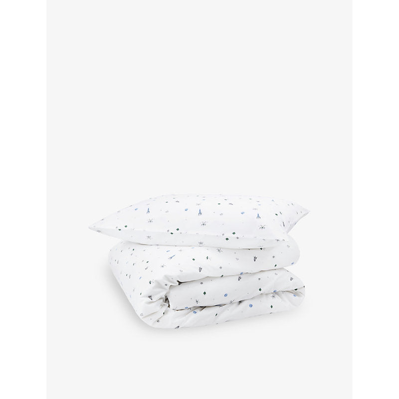 The Little White Company Outer Space cot bed organic-cotton bed linen set