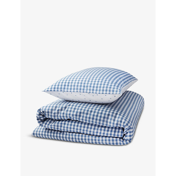 The Little White Company Reversible gingham cotton cot bedding set