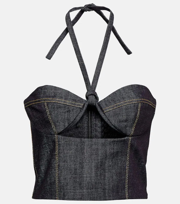 The Mannei Aspos cutout denim bustier | LYBSTORE