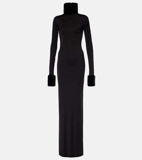 The New Arrivals Ilkyaz Ozel Priscilla faux fur-trimmed silk-blend gown