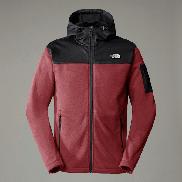 The North Face Men's Tech Emilio Hooded Fleece Rage Red Dark Heather-tnf Black