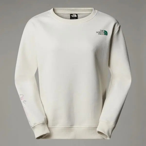 The North Face Women's Outdoor Multi Graphic Relaxed Sweatshirt White Dune-evergreen