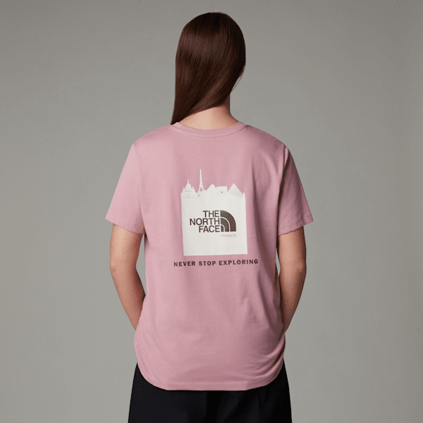 The North Face Women's France Redbox T-shirt Mauve -white Dune - Smokey Brown