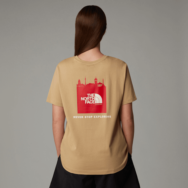 The North Face Women's Germany Redbox T-shirt Khaki Stone - Tnf Red - White Dune