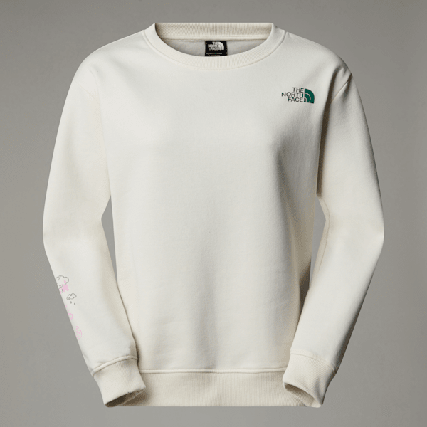 The North Face Women's Outdoor Multi Graphic Relaxed Sweatshirt White Dune-evergreen