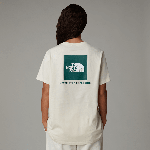 The North Face Women’s Relaxed Redbox T-shirt White Dune-evergreen