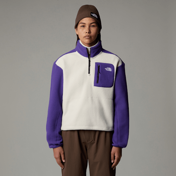 The North Face Women’s Yumiori 1/4 Zip Fleece Jacket White Dune-peak Purple-tnf Black