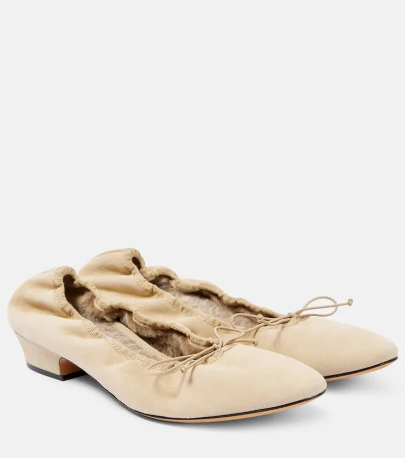 The Row Awar shearling-lined suede ballet flats