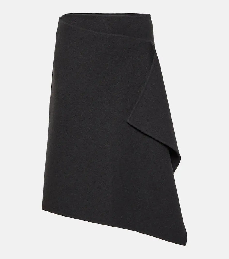 The Row Bartellina draped cashmere midi skirt | LYBSTORE