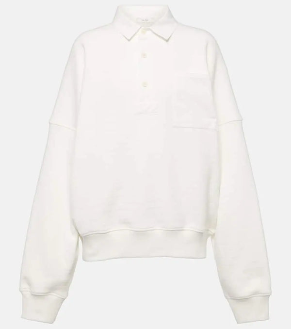 The Row Dende cotton-blend terry polo sweater | LYBSTORE