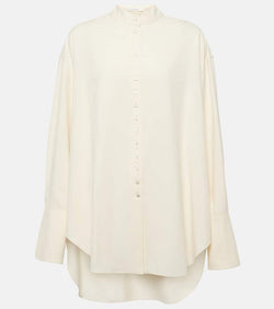 The Row Grandad oversized silk shirt