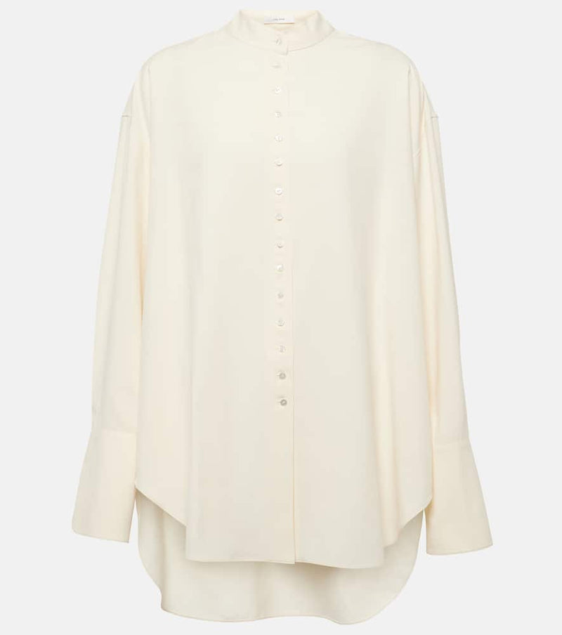 The Row Grandad oversized silk shirt