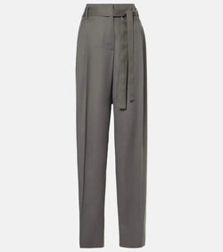 The Row Lonan high-rise silk straight pants