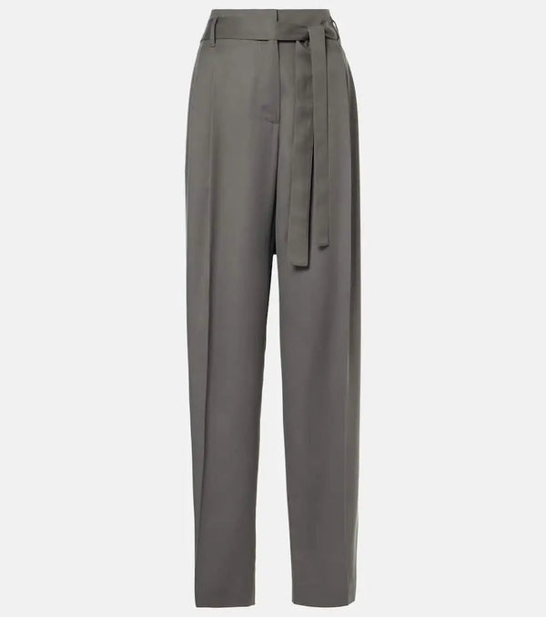 The Row Lonan high-rise silk straight pants