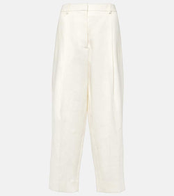 The Row Tonnie cropped linen straight pants