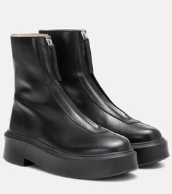 The Row Zipped 1 leather ankle boots