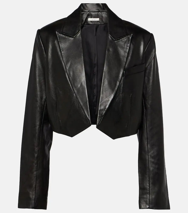 The Sei Cropped leather blazer | LYBSTORE