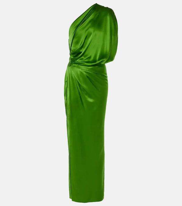 The Sei Draped one-shoulder silk maxi dress