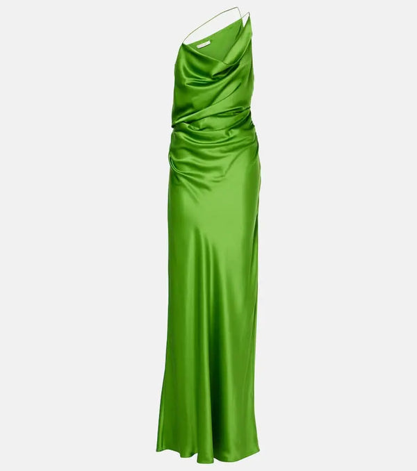 The Sei One-shoulder ruched silk satin gown | LYBSTORE