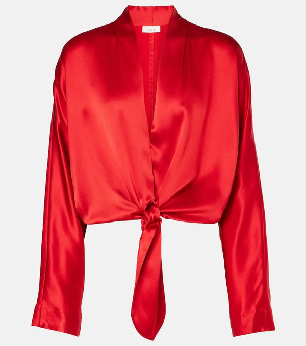 The Sei Tie-detail silk satin top | LYBSTORE