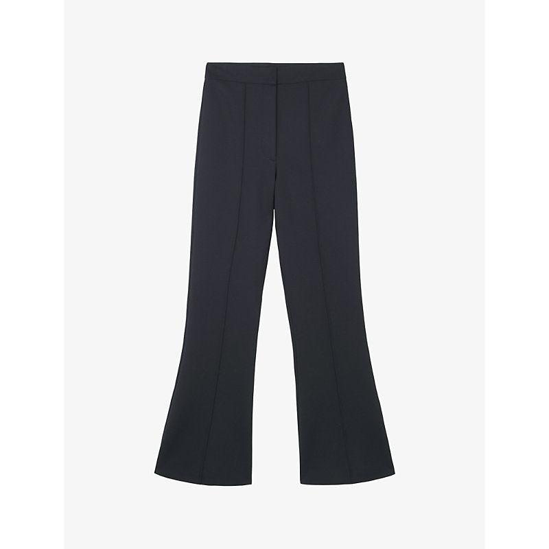 Womens The White Company Exposed-seam flared-leg mid-rise stretch-woven trousers