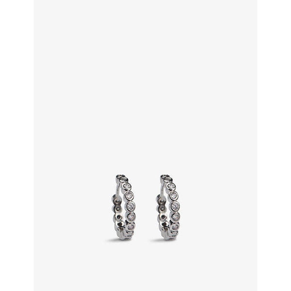 The White Company Platinum-plated brass and zirconia huggie earrings