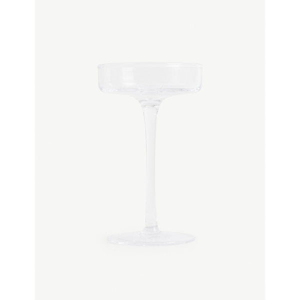 The White Company Small mouth-blown crystal glass pillar candle holder 25cm