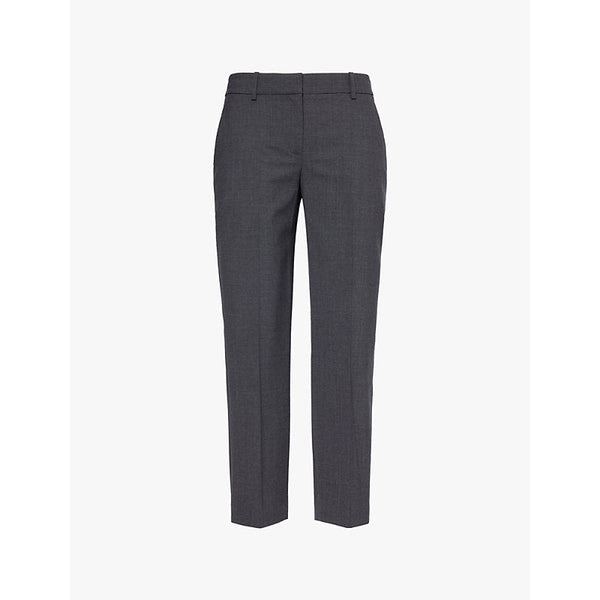 Womens Theory Pressed-crease tapered-leg high-rise stretch-wool trousers