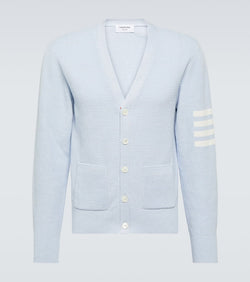 Thom Browne 4-Bar linen and cotton cardigan | LYBSTORE