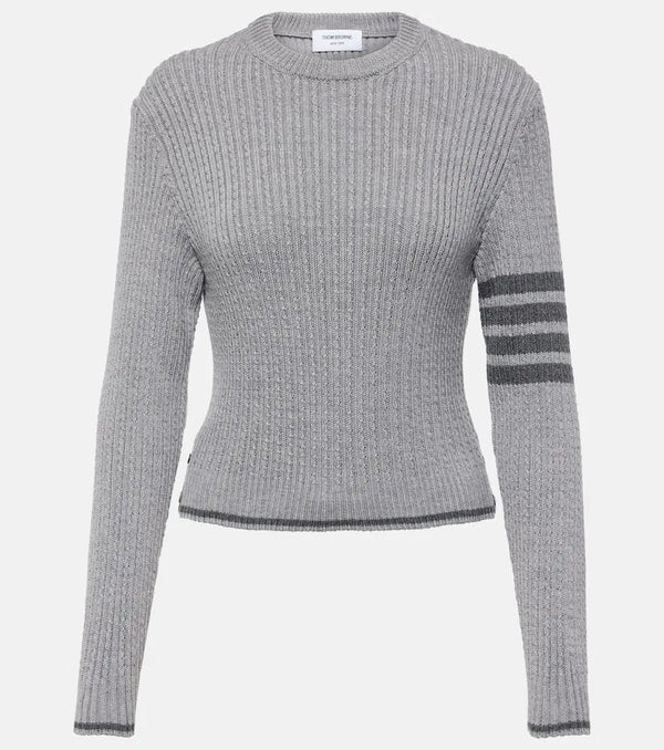 Thom Browne 4-Bar ribbed-knit wool sweater | LYBSTORE