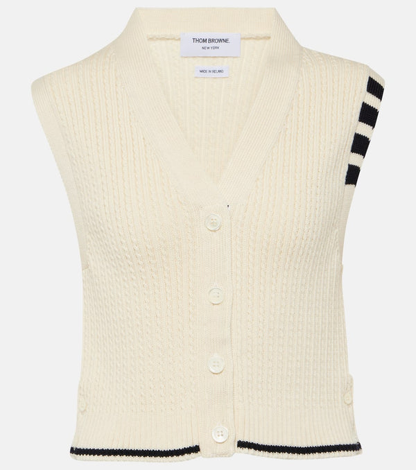 Thom Browne Cropped cable-knit wool sweater vest