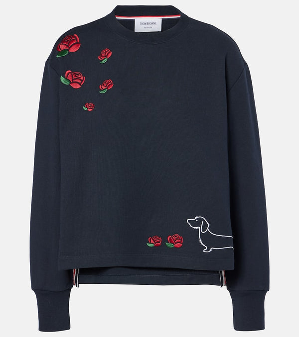 Thom Browne Embroidered cotton jersey sweatshirt