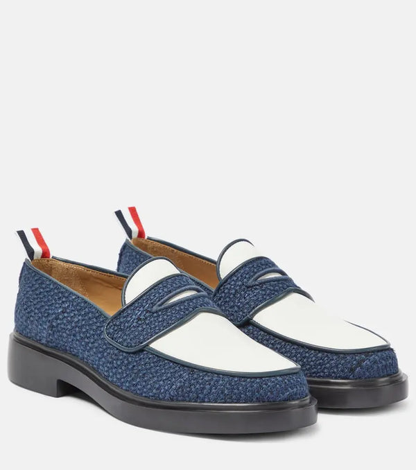 Thom Browne Leather-trimmed tweed loafers | LYBSTORE