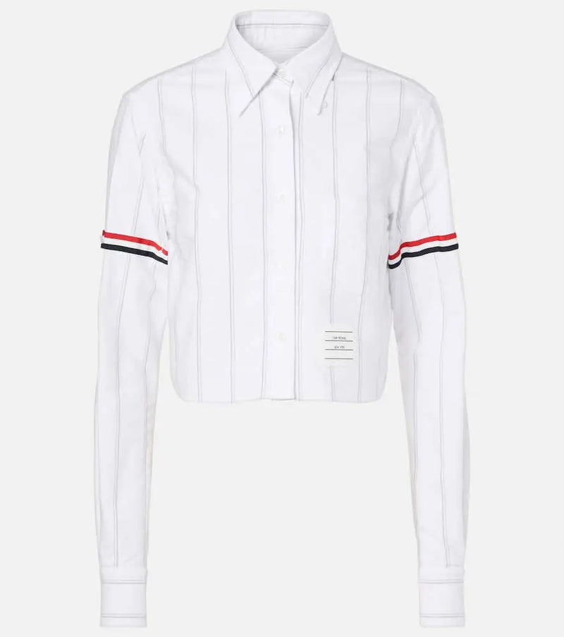 Thom Browne Pinstripe cropped cotton shirt | LYBSTORE