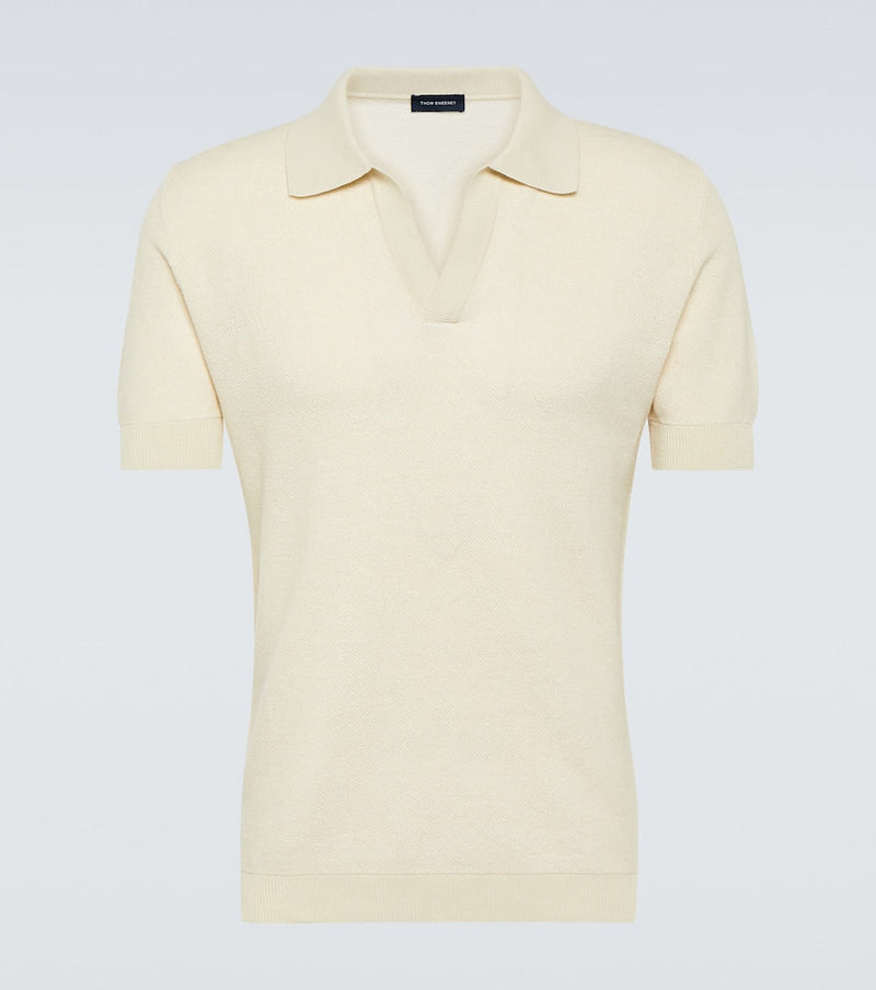 Thom Sweeney Cotton and linen polo shirt