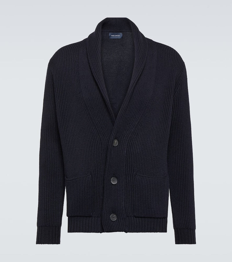 Thom Sweeney Ribbed-knit wool cardigan