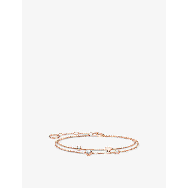 Womens Thomas Sabo Heart-pendant 18ct rose gold-plated sterling-silver and zirconia bracelet