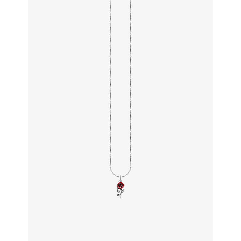 Thomas Sabo Red Rose blackened sterling-silver and enamel pendant necklace