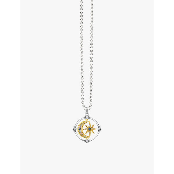 Womens Thomas Sabo Star and Moon 18ct yellow gold-plated sterling silver, zirconia and glass pendant necklace