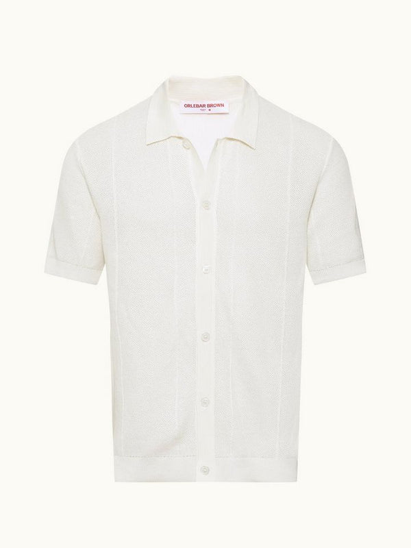 Tiernan - Classic Fit Capri Collar Drop Needle Mercerised Cotton Shirt In White