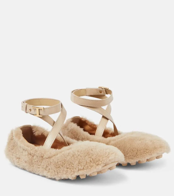 Tod's Bubble shearling ballet flats | LYBSTORE