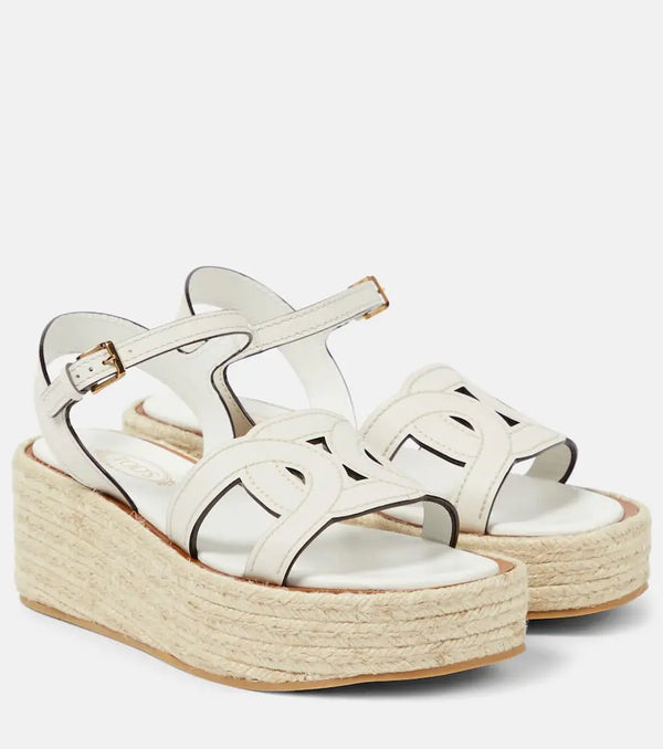 Tod's Kate leather espadrille wedges | LYBSTORE